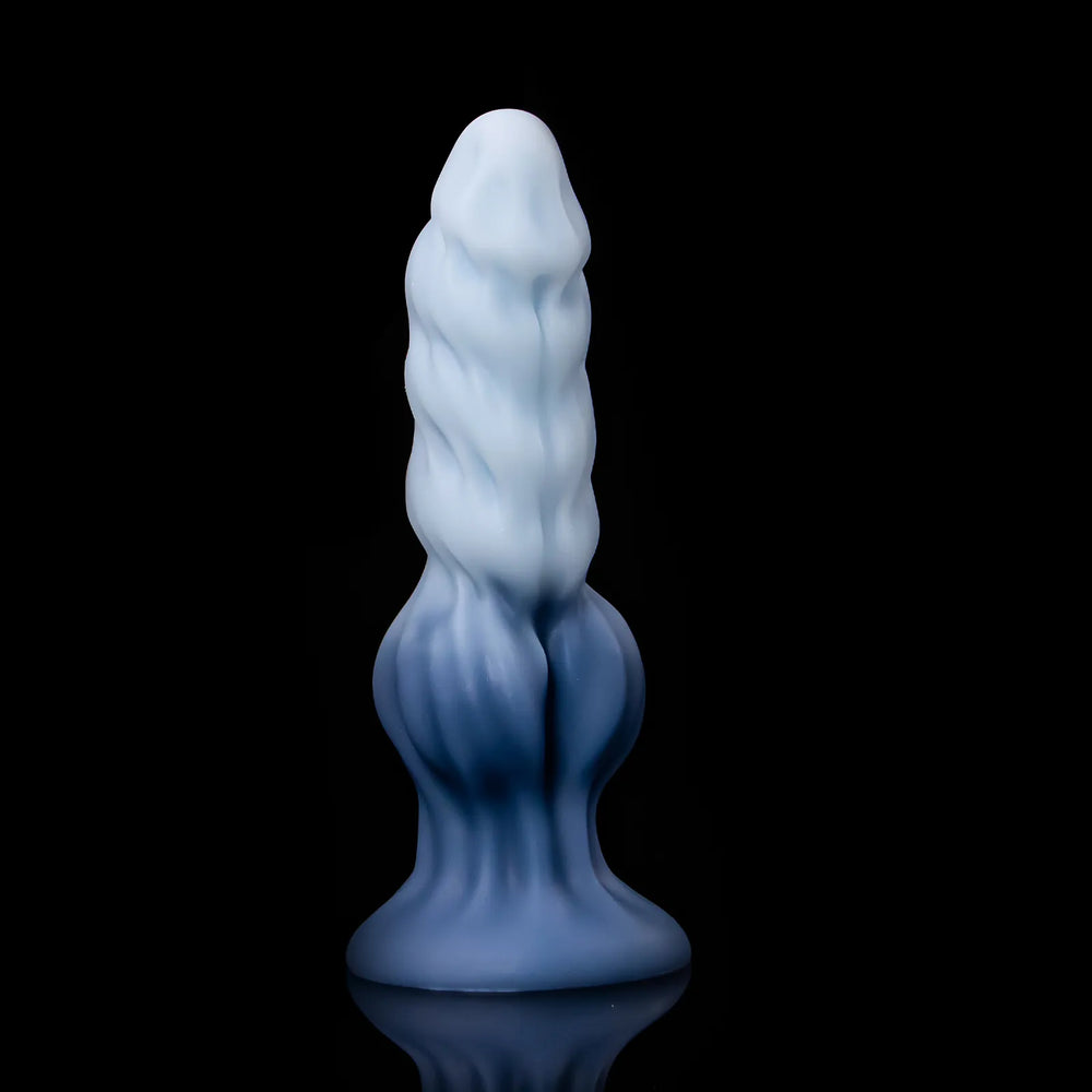 Nivaskel upright, showing the pale ice-blue ridged shaft, blue lower knot and flared base